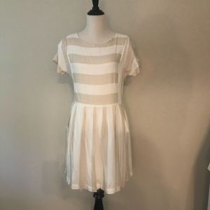 Esley Cream & White Stripe Dress
